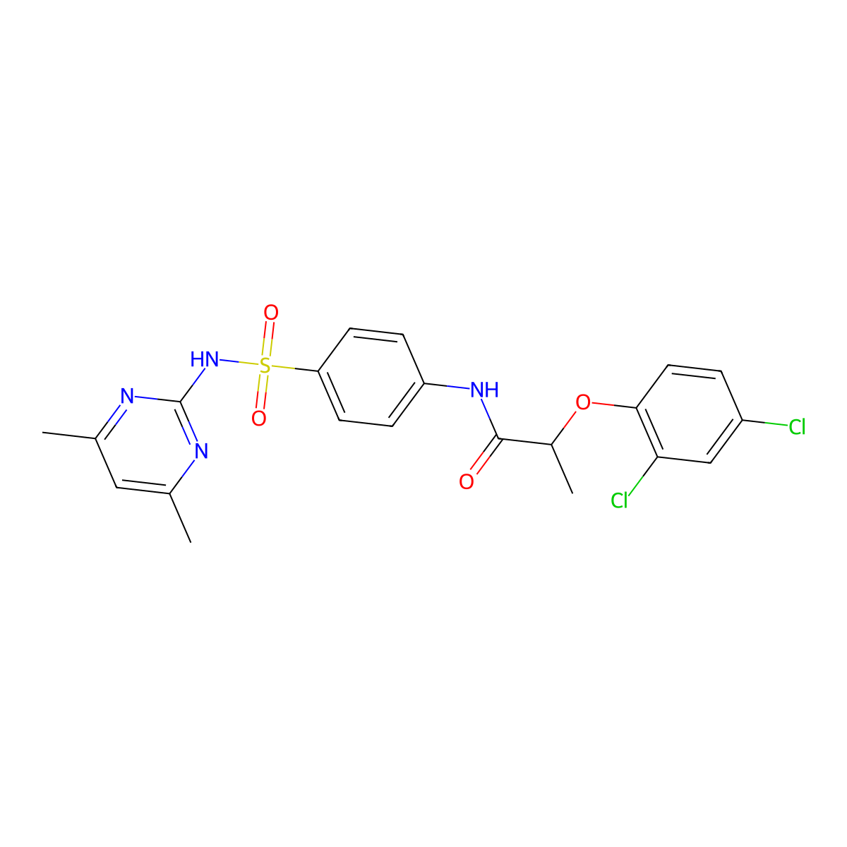 2-(2,4-dichlorophenoxy)-N-{4-[(4,6-dimethylpyrimidin-2-yl)sulfamoyl]phenyl}propanamide molecular structure, CAS 327059-06-3