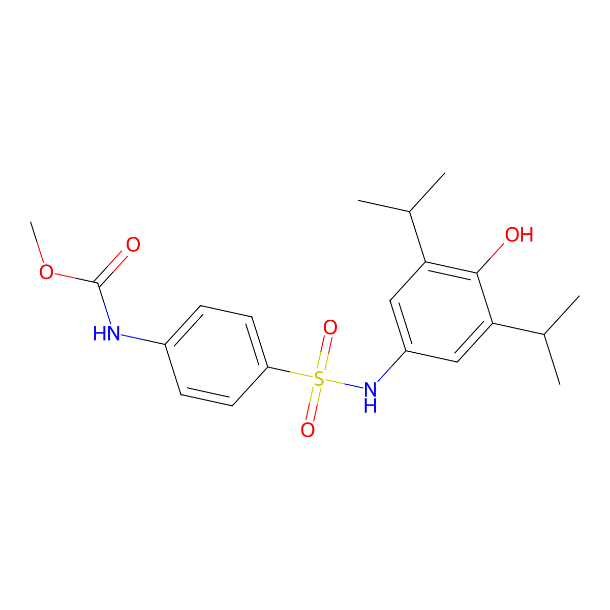 methyl (4-(N-(4-hydroxy-3,5-diisopropylphenyl)sulfamoyl)phenyl)carbamate molecular structure, CAS 327060-49-1