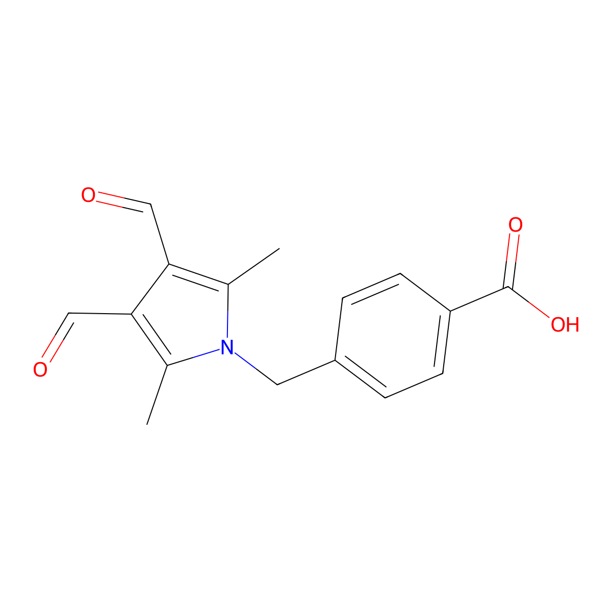4-((3,4-diformyl-2,5-dimethyl-1H-pyrrol-1-yl)methyl)benzoic acid molecular structure, CAS 327060-62-8