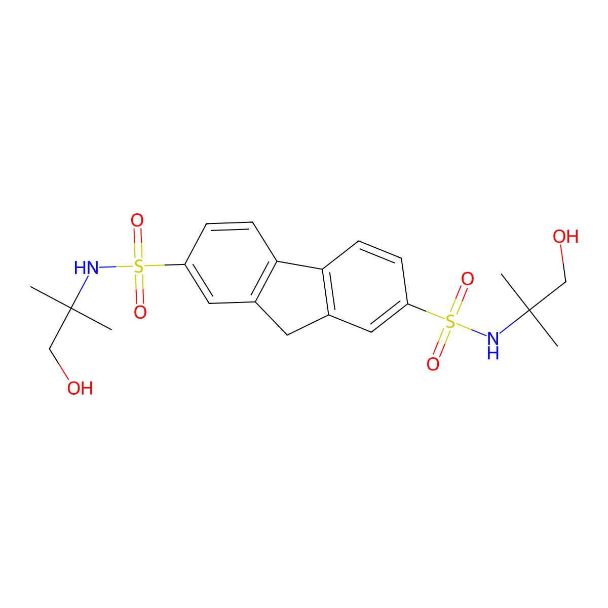 N2,N7-bis(1-hydroxy-2-methylpropan-2-yl)-9H-fluorene-2,7-disulfonamide molecular structure, CAS 327061-09-6