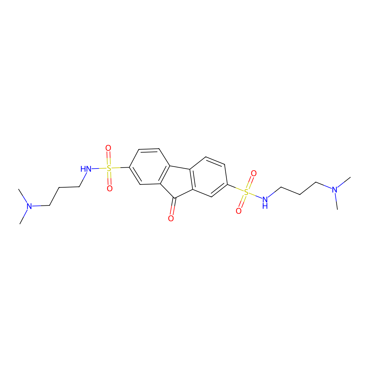 2-N,7-N-bis[3-(dimethylamino)propyl]-9-oxofluorene-2,7-disulfonamide molecular structure, CAS 327061-13-2