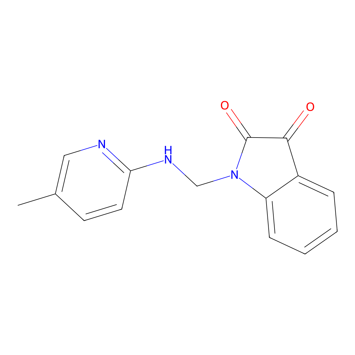 1-(((5-Methylpyridin-2-yl)amino)methyl)indoline-2,3-dione molecular structure, CAS 327061-24-5
