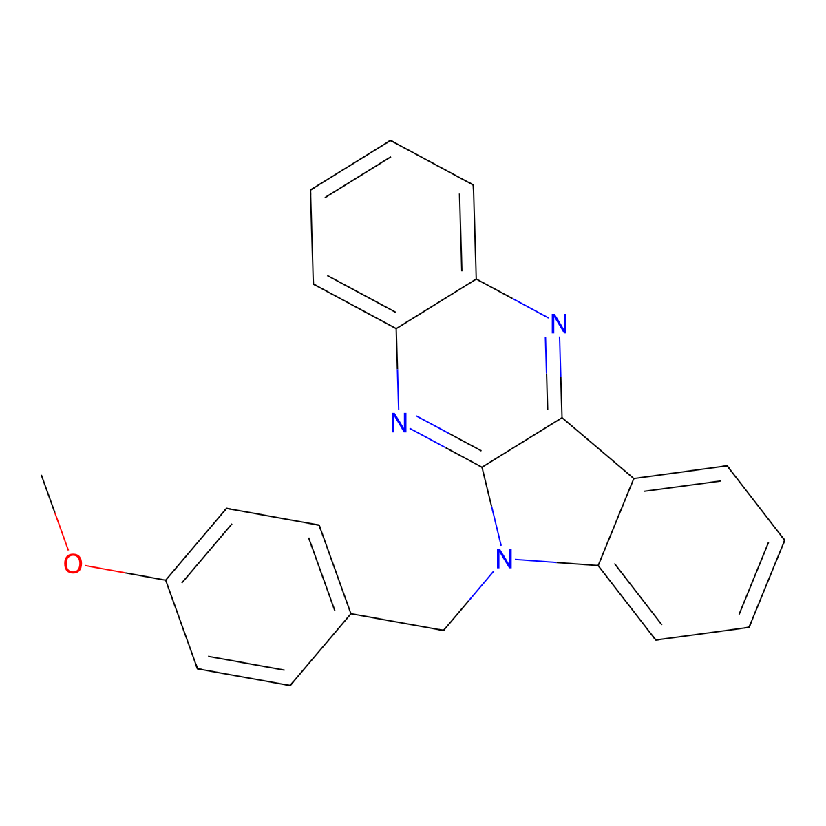 6-(4-methoxybenzyl)-6H-indolo[2,3-b]quinoxaline molecular structure, CAS 327061-53-0