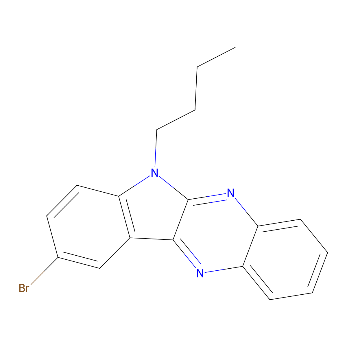9-bromo-6-butyl-6H-indolo[2,3-b]quinoxaline molecular structure, CAS 327061-54-1