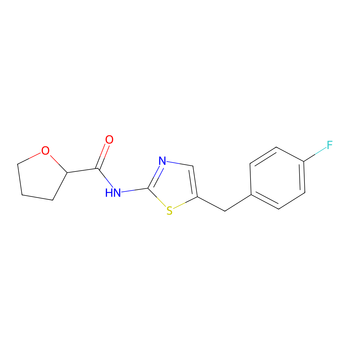 N-[5-[(4-fluorophenyl)methyl]-1,3-thiazol-2-yl]oxolane-2-carboxamide molecular structure, CAS 327061-98-3