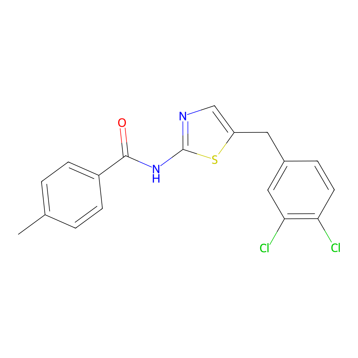 N-[5-[(3,4-dichlorophenyl)methyl]-1,3-thiazol-2-yl]-4-methylbenzamide molecular structure, CAS 327062-03-3