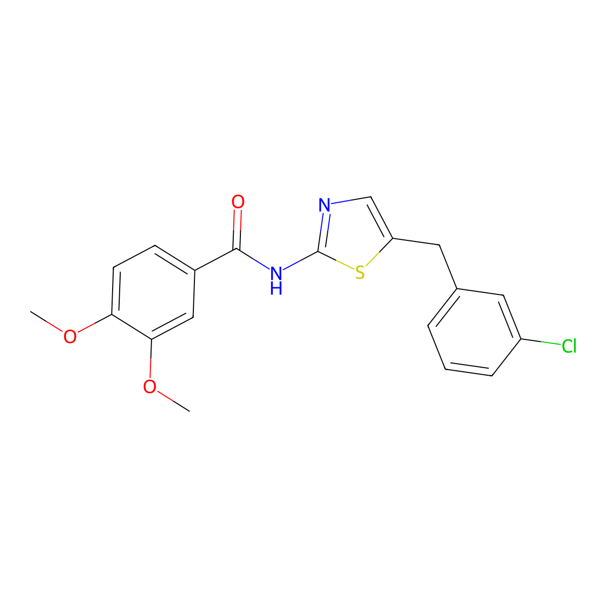 N-(5-(3-chlorobenzyl)thiazol-2-yl)-3,4-dimethoxybenzamide molecular structure, CAS 327062-15-7