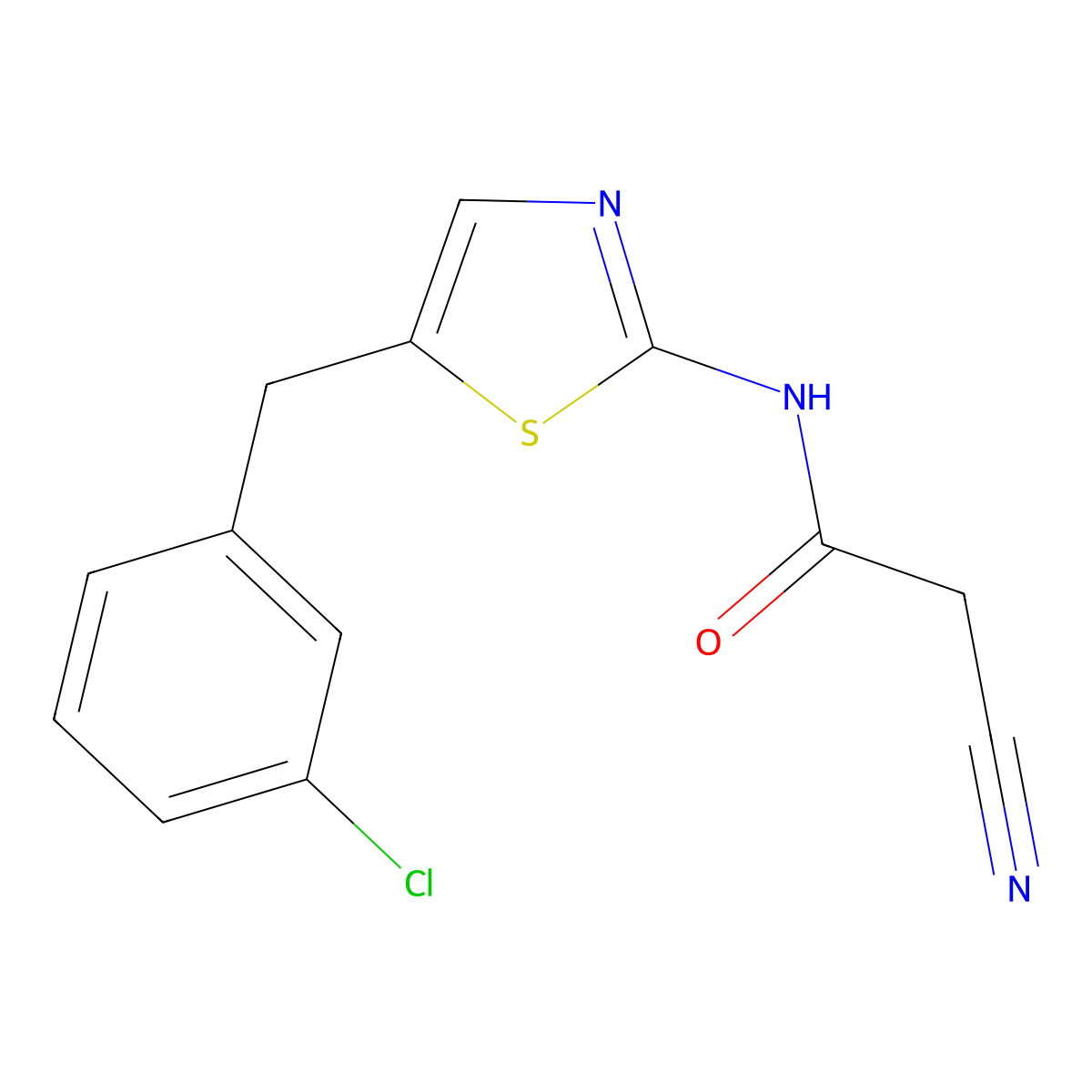 N-[5-[(3-Chlorophenyl)methyl]-2-thiazolyl]-2-cyanoacetamide molecular structure, CAS 327062-17-9