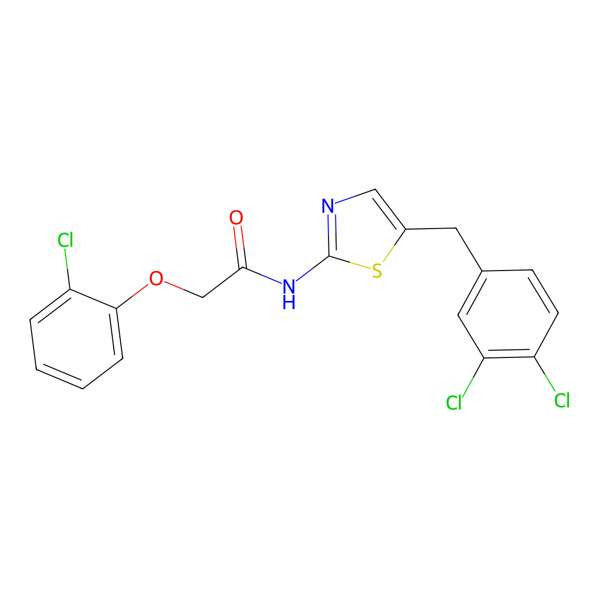 2-(2-chlorophenoxy)-N-[5-[(3,4-dichlorophenyl)methyl]-1,3-thiazol-2-yl]acetamide molecular structure, CAS 327063-02-5