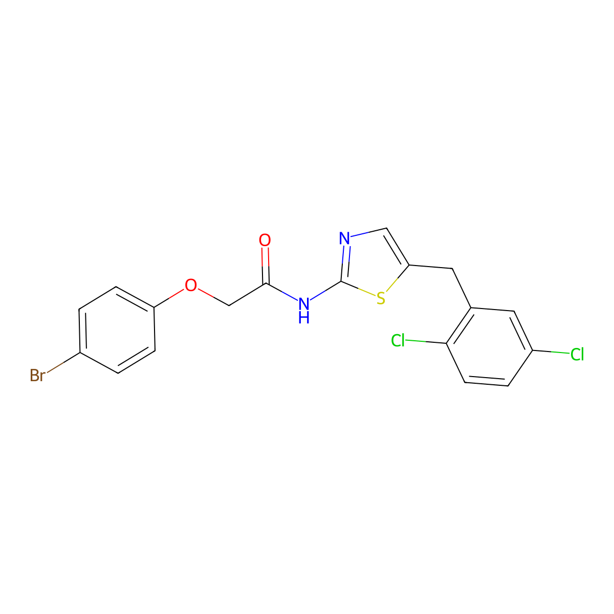 2-(4-bromophenoxy)-N-[5-(2,5-dichlorobenzyl)-1,3-thiazol-2-yl]acetamide molecular structure, CAS 327063-06-9