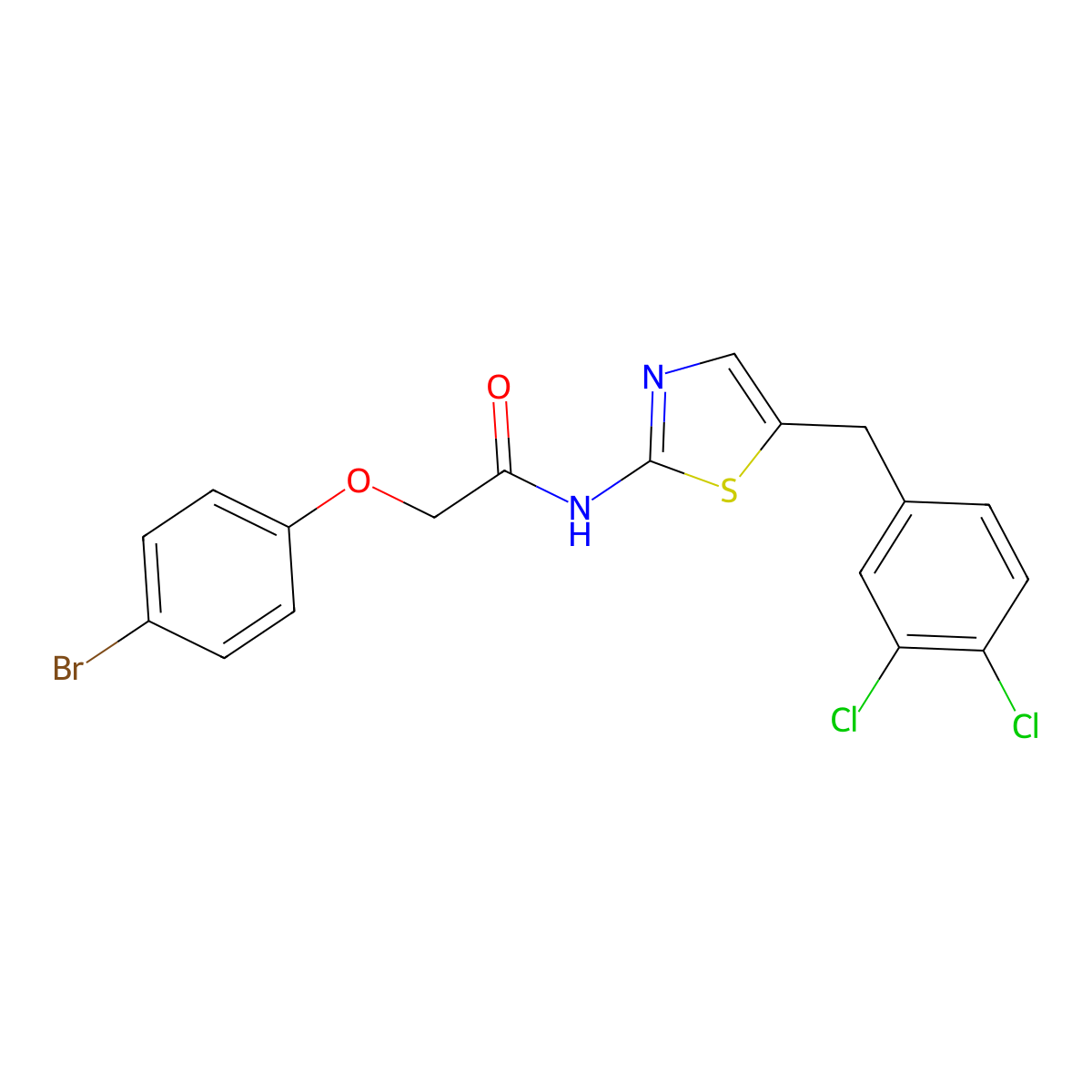 2-(4-bromophenoxy)-N-[5-(3,4-dichlorobenzyl)-1,3-thiazol-2-yl]acetamide molecular structure, CAS 327063-07-0