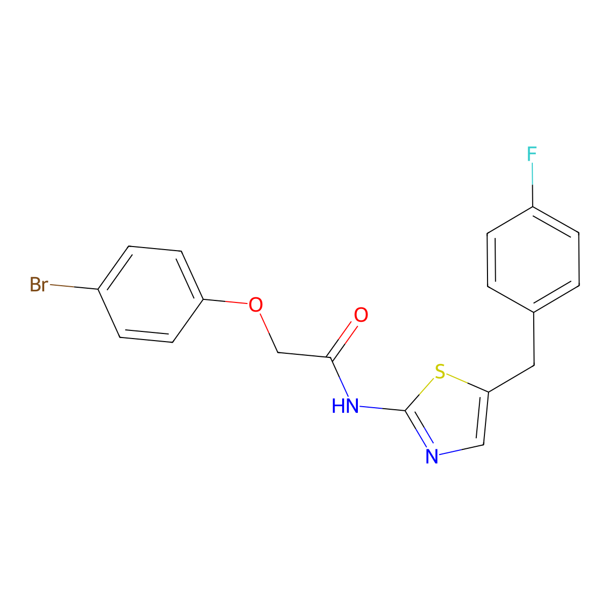 2-(4-bromophenoxy)-N-[5-(4-fluorobenzyl)-1,3-thiazol-2-yl]acetamide molecular structure, CAS 327063-08-1