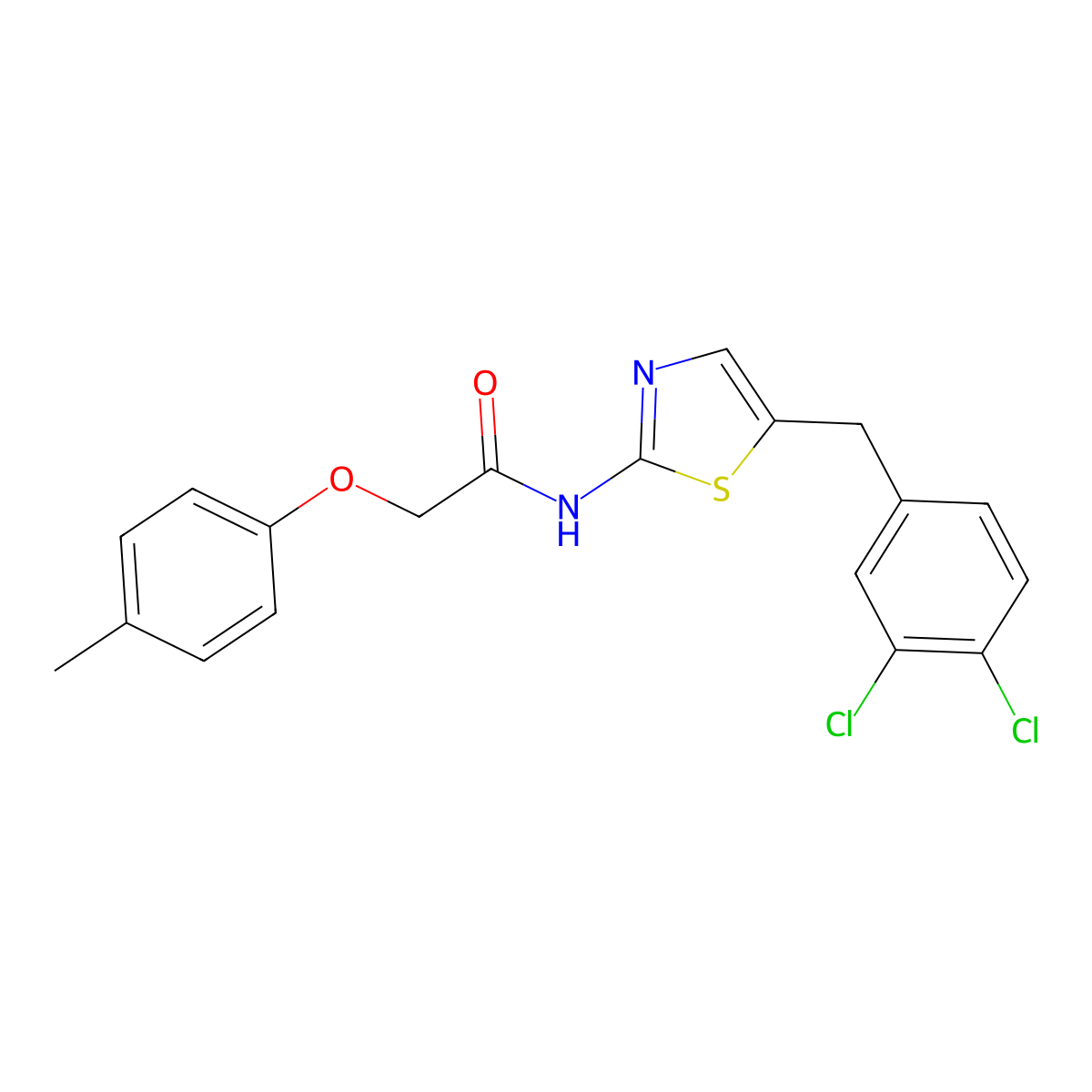 N-{5-[(3,4-Dichlorophenyl)methyl]-1,3-thiazol-2-YL}-2-(4-methylphenoxy)acetamide molecular structure, CAS 327063-15-0