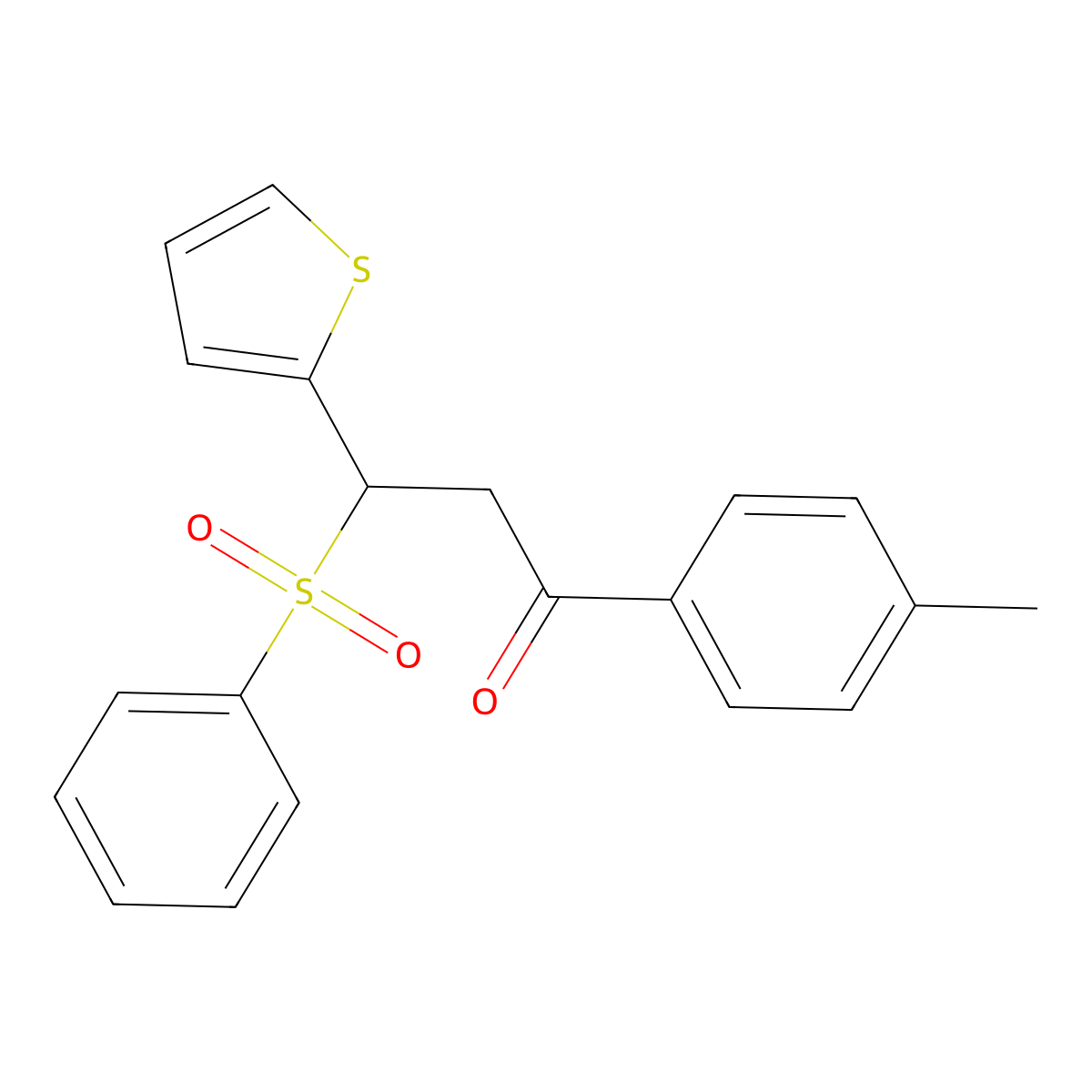 3-Benzenesulfonyl-3-thiophen-2-yl-1-p-tolyl-propan-1-one molecular structure, CAS 327063-43-4