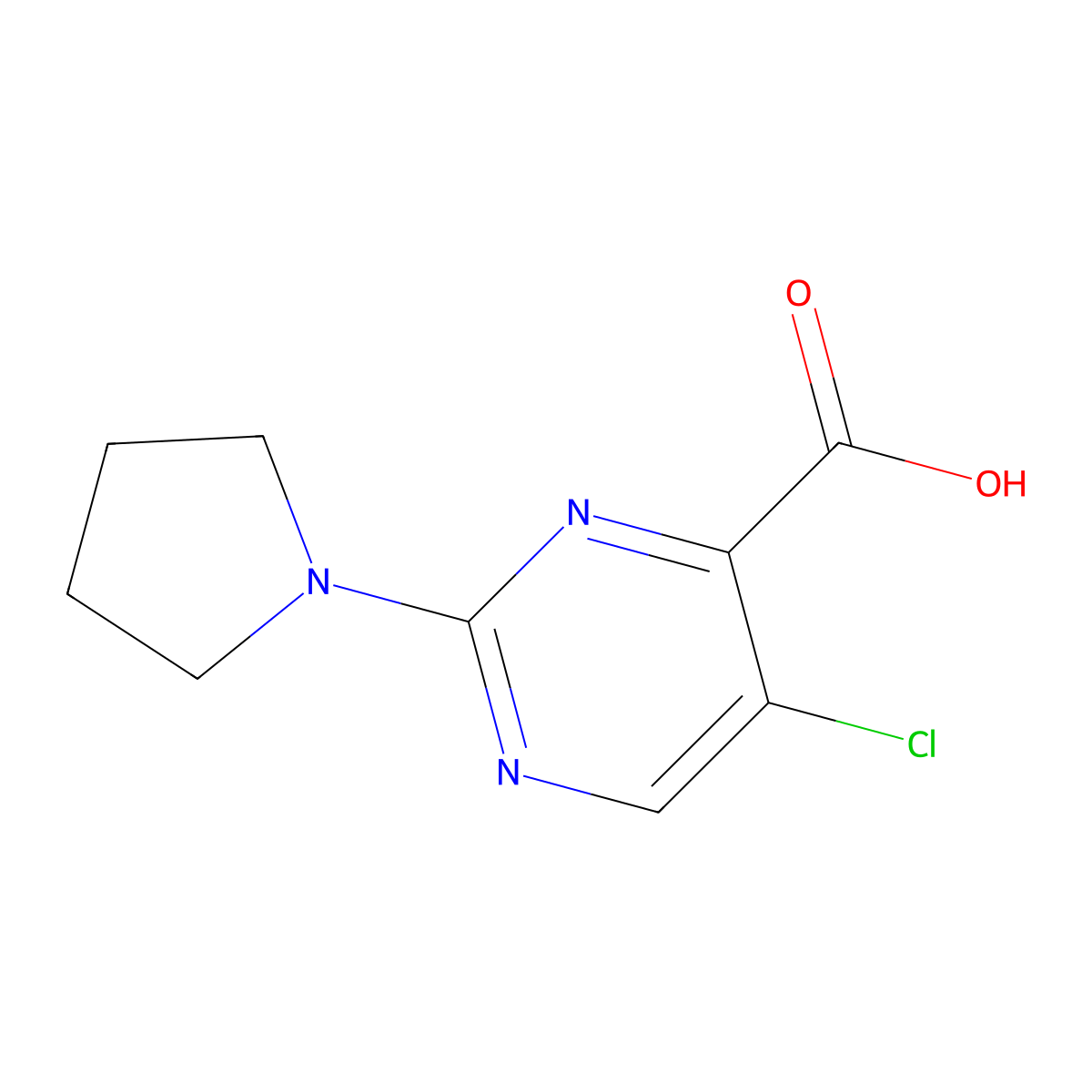 5-Chloro-2-(pyrrolidin-1-yl)pyrimidine-4-carboxylic acid molecular structure, CAS 327064-06-2