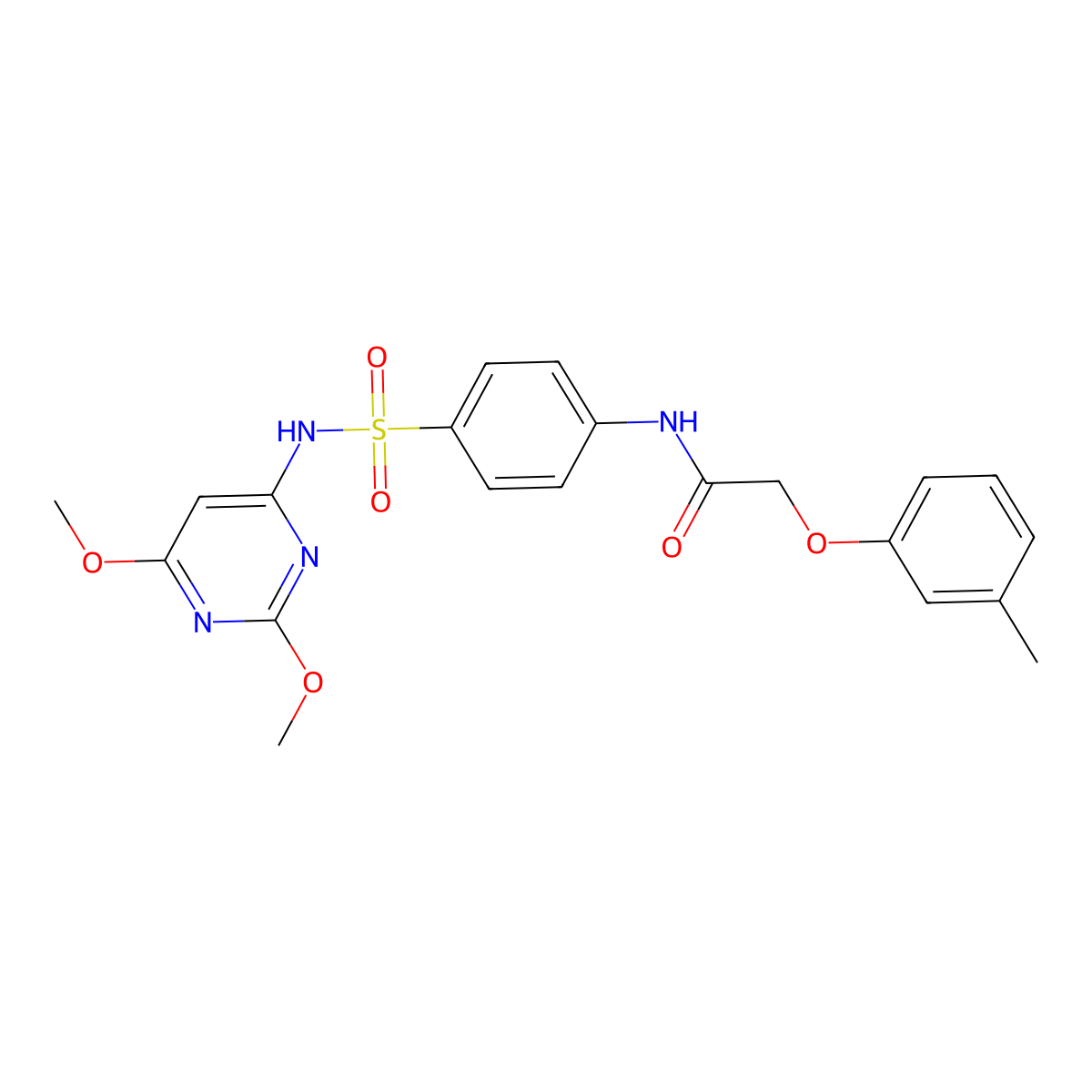 N-[4-(2,6-Dimethoxy-pyrimidin-4-ylsulfamoyl)-phenyl]-2-m-tolyloxy-acetamide molecular structure, CAS 327065-30-5