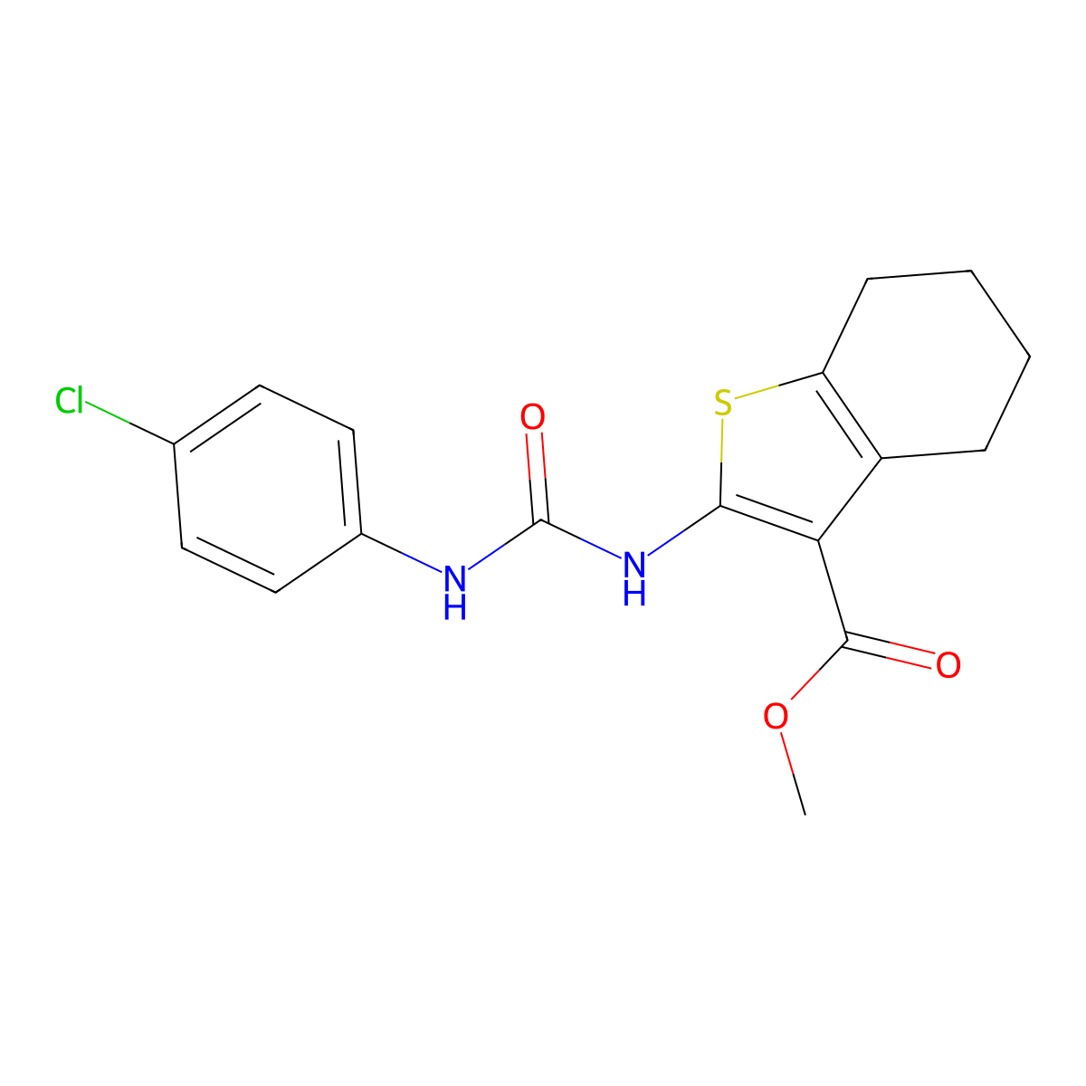 Methyl 2-({[(4-chlorophenyl)amino]carbonyl}amino)-4,5,6,7-tetrahydro-1-benzothiophene-3-carboxylate molecular structure, CAS 327065-59-8