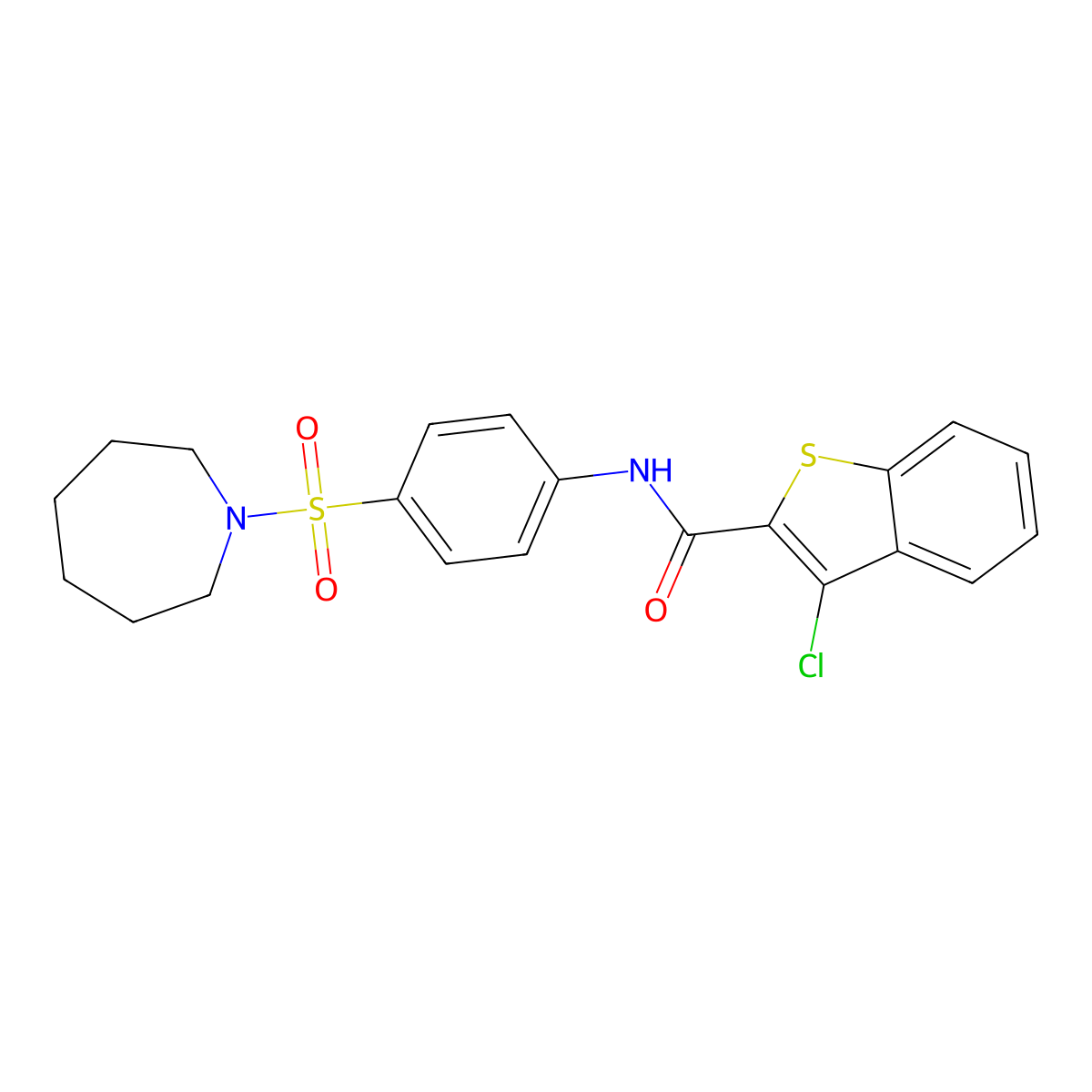 N-[4-(azepan-1-ylsulfonyl)phenyl]-3-chloro-1-benzothiophene-2-carboxamide molecular structure, CAS 327065-60-1
