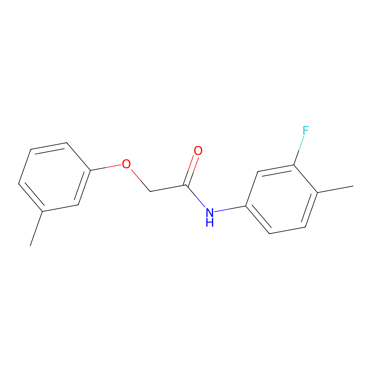 N-(3-fluoro-4-methylphenyl)-2-(3-methylphenoxy)acetamide molecular structure, CAS 327065-76-9