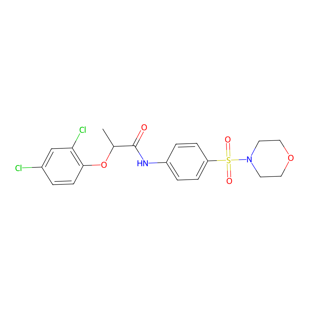 2-(2,4-dichlorophenoxy)-N-(4-morpholin-4-ylsulfonylphenyl)propanamide molecular structure, CAS 327065-94-1