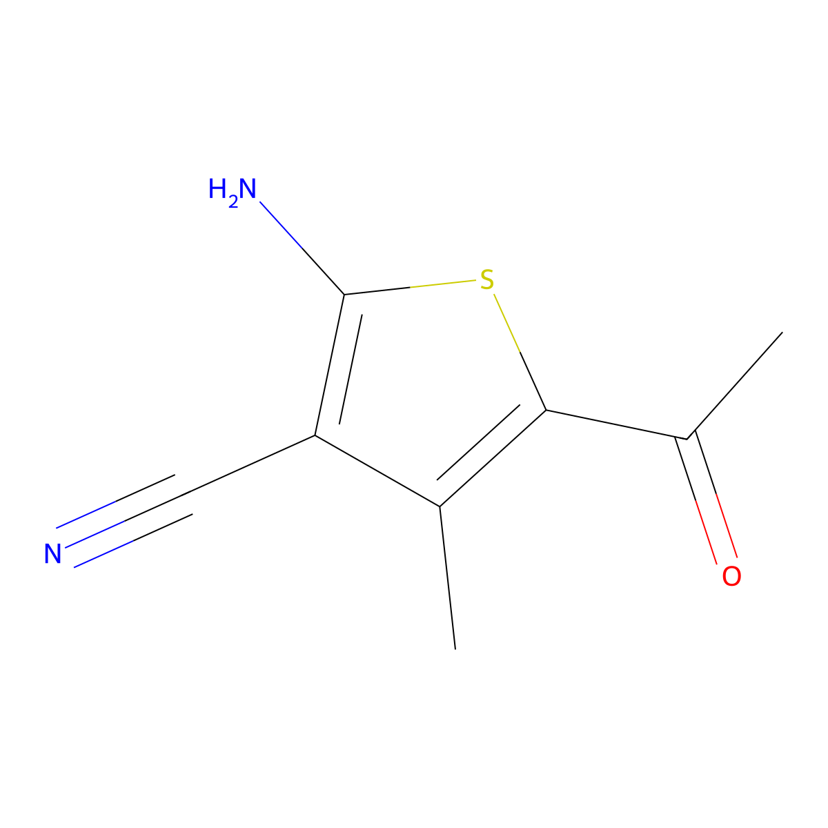 5-Acetyl-2-amino-4-methylthiophene-3-carbonitrile molecular structure, CAS 327066-20-6