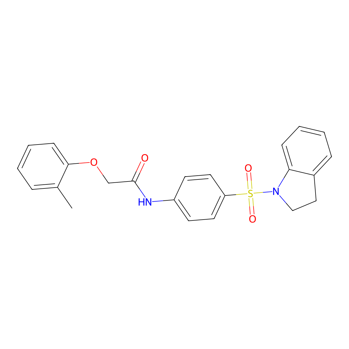 N-[4-(2,3-dihydro-1H-indol-1-ylsulfonyl)phenyl]-2-(2-methylphenoxy)acetamide molecular structure, CAS 327066-30-8