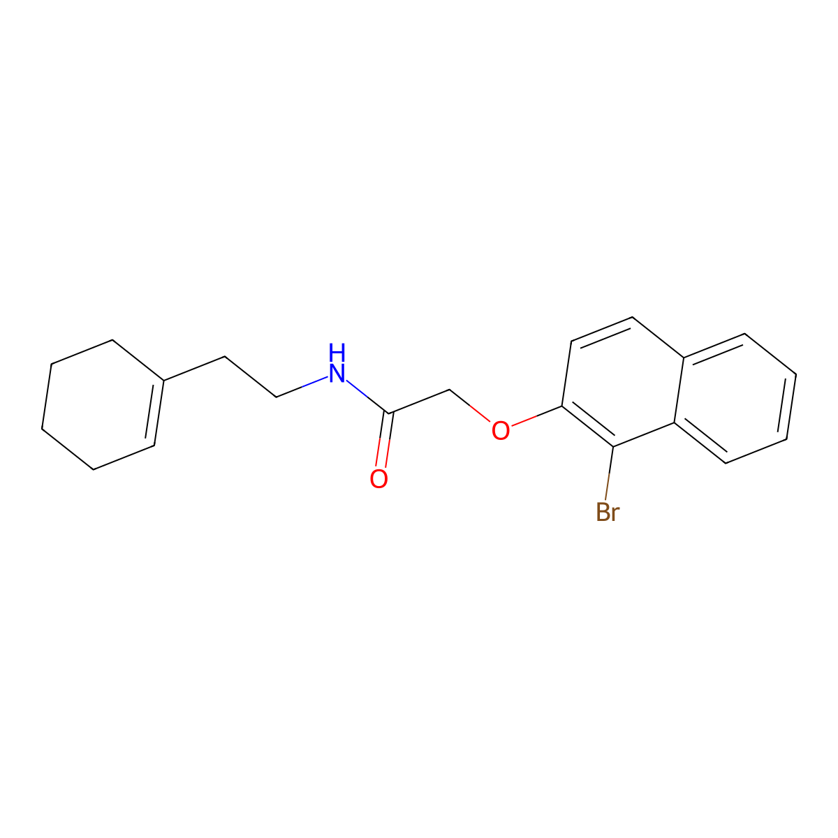 2-[(1-bromo-2-naphthyl)oxy]-N-[2-(1-cyclohexen-1-yl)ethyl]acetamide molecular structure, CAS 327066-32-0