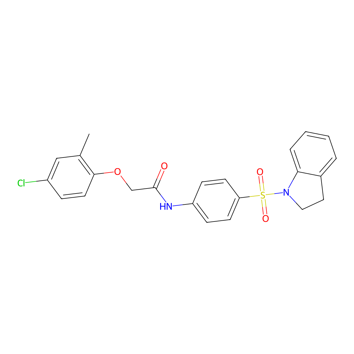 2-(4-chloro-2-methylphenoxy)-N-[4-(2,3-dihydro-1H-indol-1-ylsulfonyl)phenyl]acetamide molecular structure, CAS 327066-41-1