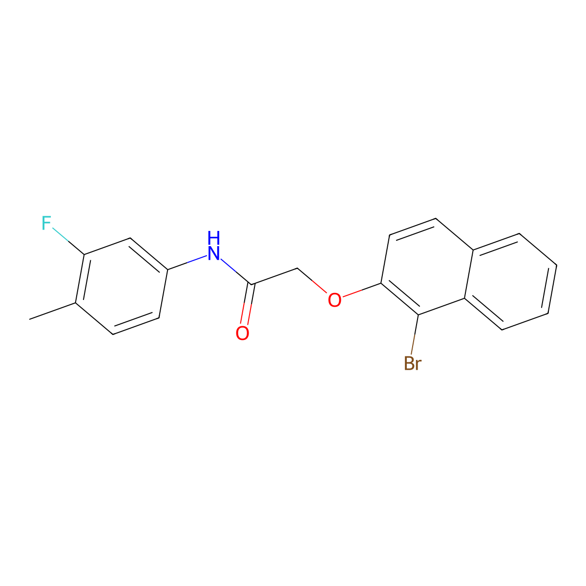 2-[(1-bromo-2-naphthyl)oxy]-N-(3-fluoro-4-methylphenyl)acetamide molecular structure, CAS 327066-45-5