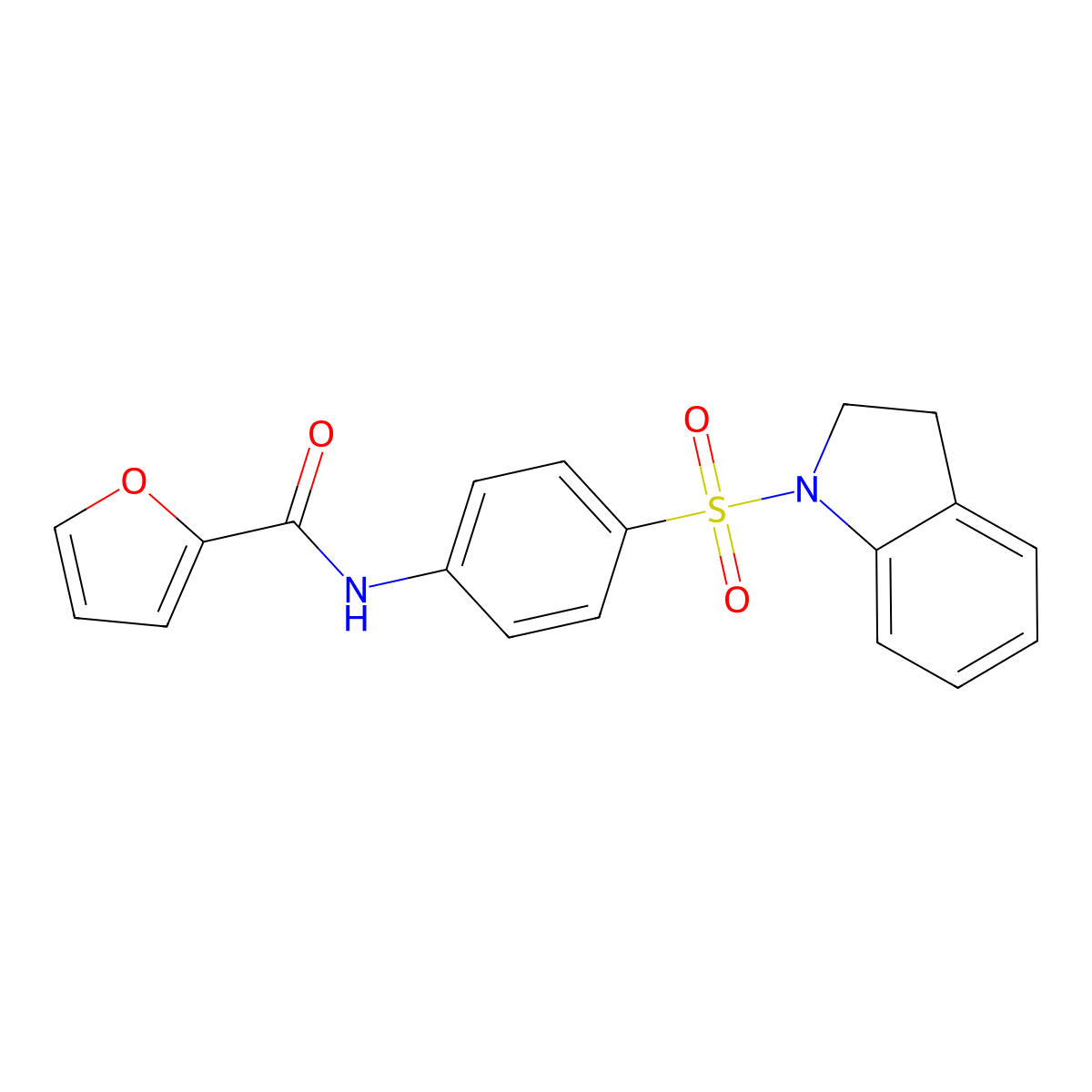 N-[4-(2,3-dihydro-1H-indol-1-ylsulfonyl)phenyl]-2-furamide molecular structure, CAS 327066-48-8