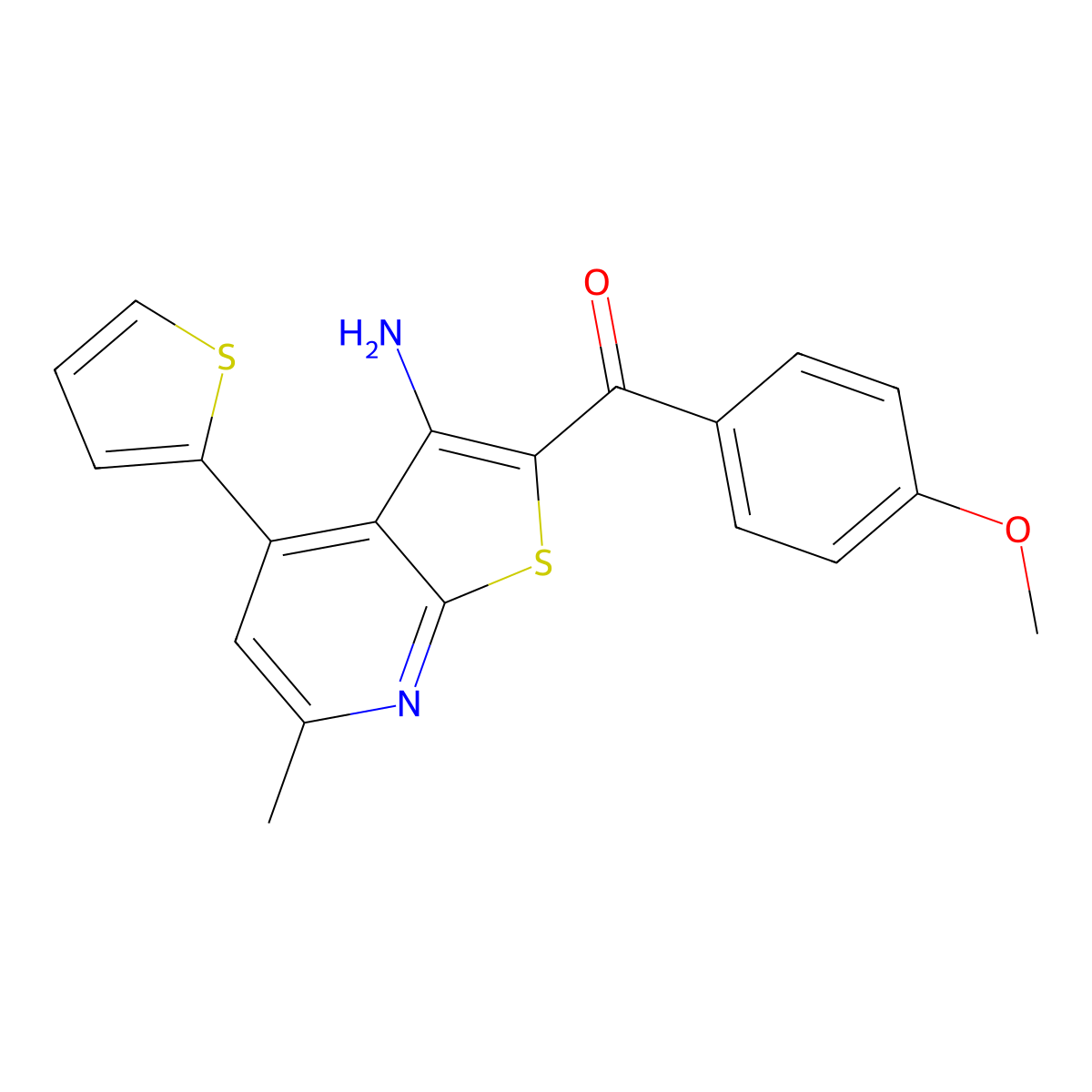 [3-Amino-6-methyl-4-(2-thienyl)thieno[2,3-b]pyridin-2-yl](4-methoxyphenyl)methanone molecular structure, CAS 327067-14-1