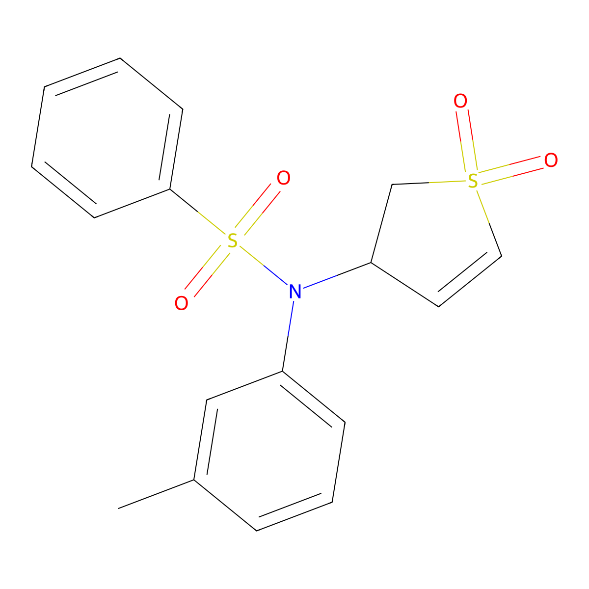 N-(1,1-dioxido-2,3-dihydro-3-thienyl)-N-(3-methylphenyl)benzenesulfonamide molecular structure, CAS 327067-27-6