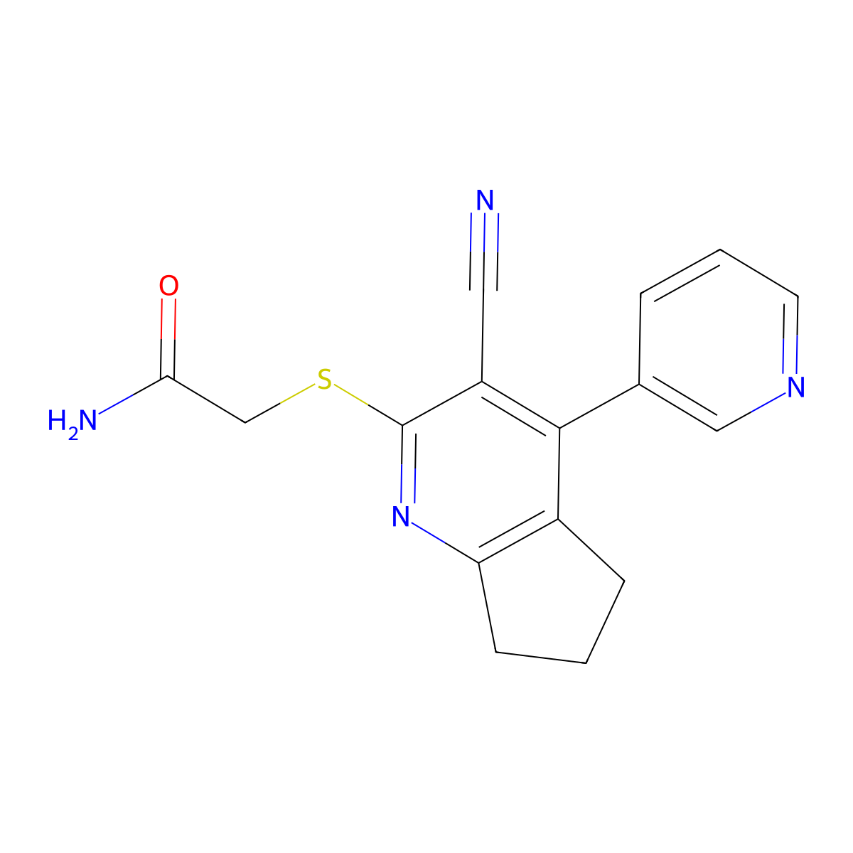 2-[(3-cyano-4-pyridin-3-yl-6,7-dihydro-5H-cyclopenta[b]pyridin-2-yl)sulfanyl]acetamide molecular structure, CAS 327067-36-7