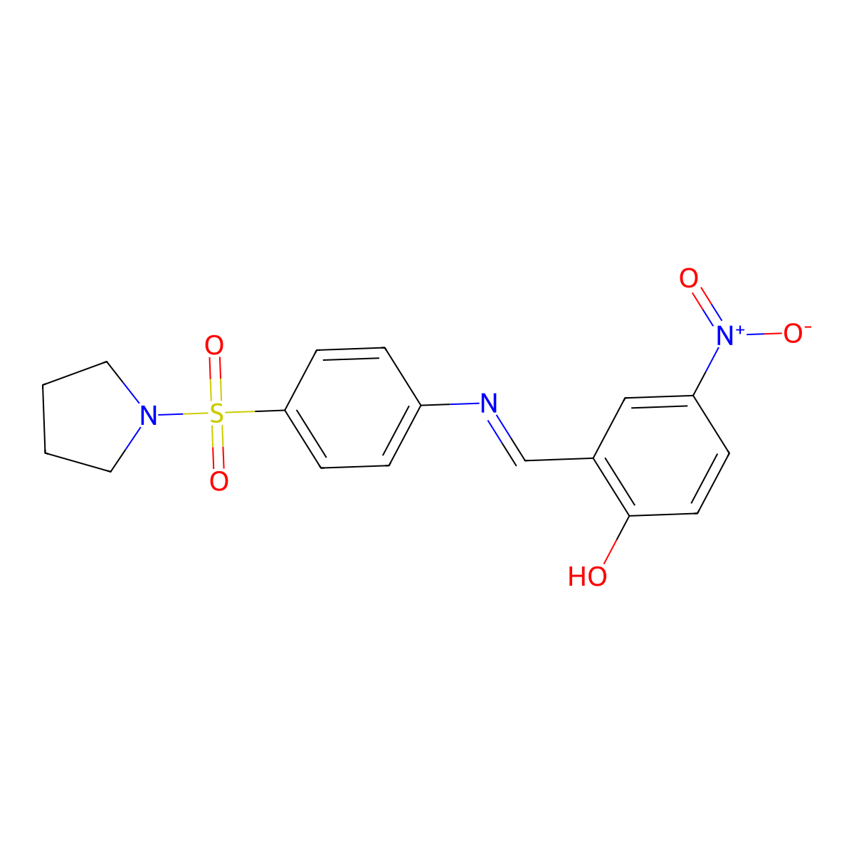 4-Nitro-2-({[4-(1-pyrrolidinylsulfonyl)phenyl]imino}methyl)phenol molecular structure, CAS 327067-42-5