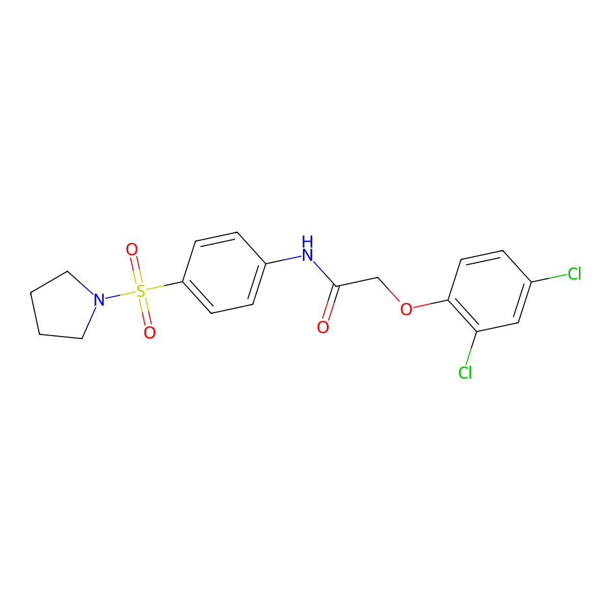 2-(2,4-dichlorophenoxy)-N-[4-(1-pyrrolidinylsulfonyl)phenyl]acetamide molecular structure, CAS 327067-66-3