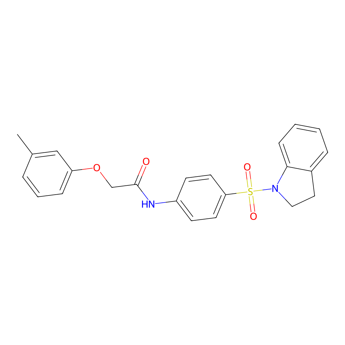 N-[4-(2,3-dihydro-1H-indol-1-ylsulfonyl)phenyl]-2-(3-methylphenoxy)acetamide molecular structure, CAS 327067-86-7