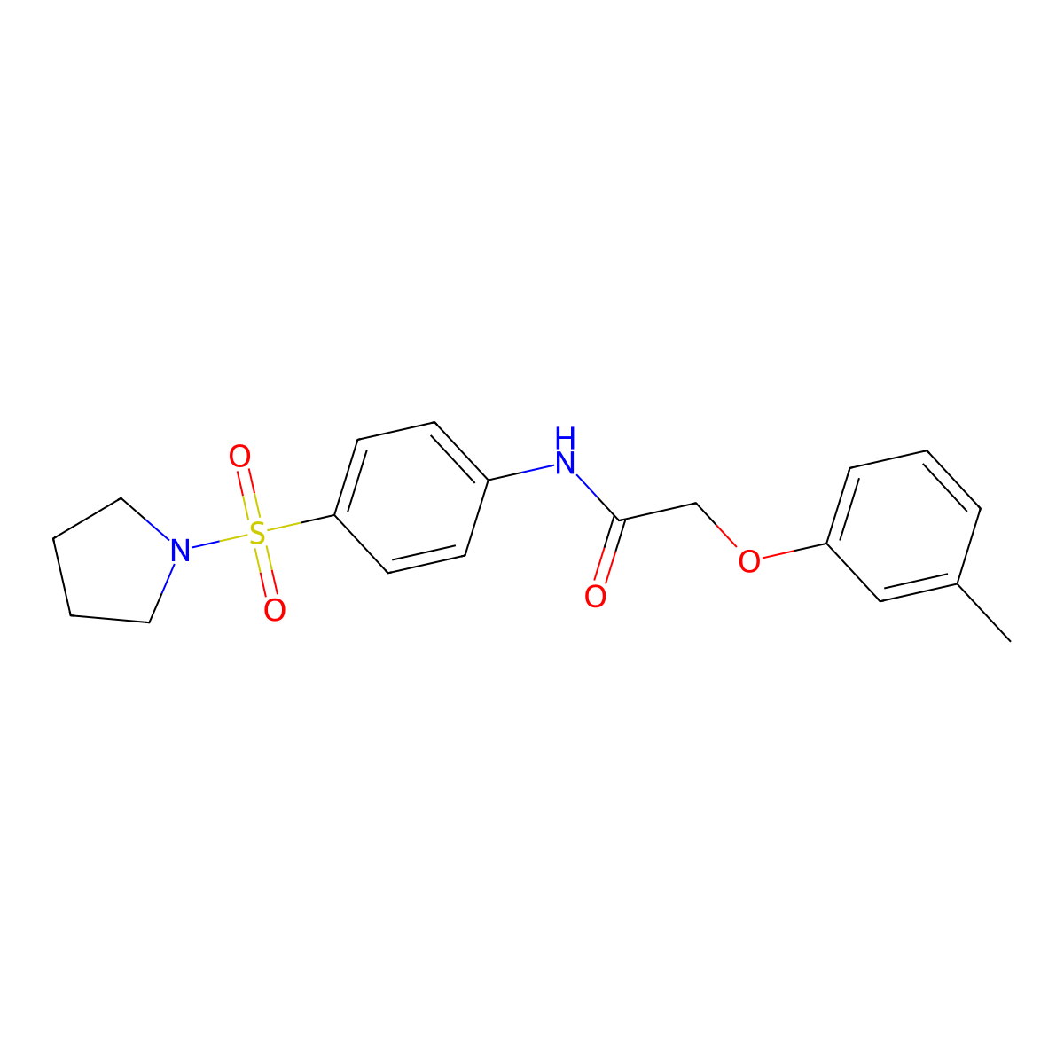 2-(3-methylphenoxy)-N-(4-pyrrolidin-1-ylsulfonylphenyl)acetamide molecular structure, CAS 327067-96-9