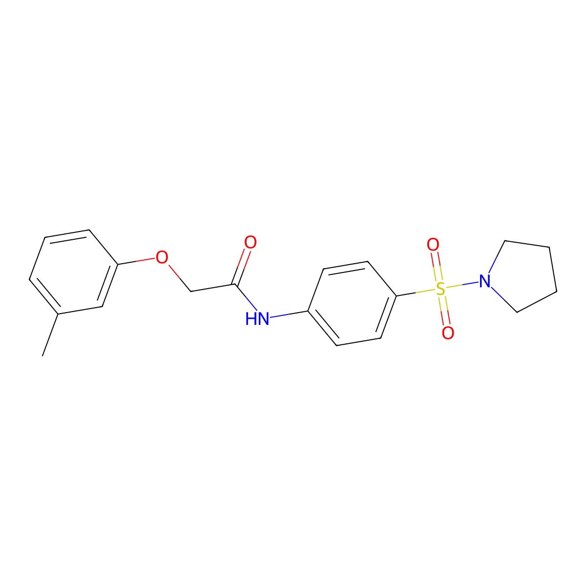 2-(3-methylphenoxy)-N-(4-pyrrolidin-1-ylsulfonylphenyl)acetamide molecular structure, CAS 327067-96-9