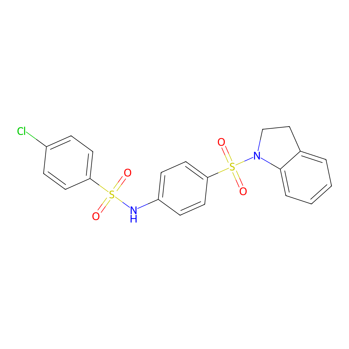 4-chloro-N-[4-(2,3-dihydro-1H-indol-1-ylsulfonyl)phenyl]benzenesulfonamide molecular structure, CAS 327068-08-6