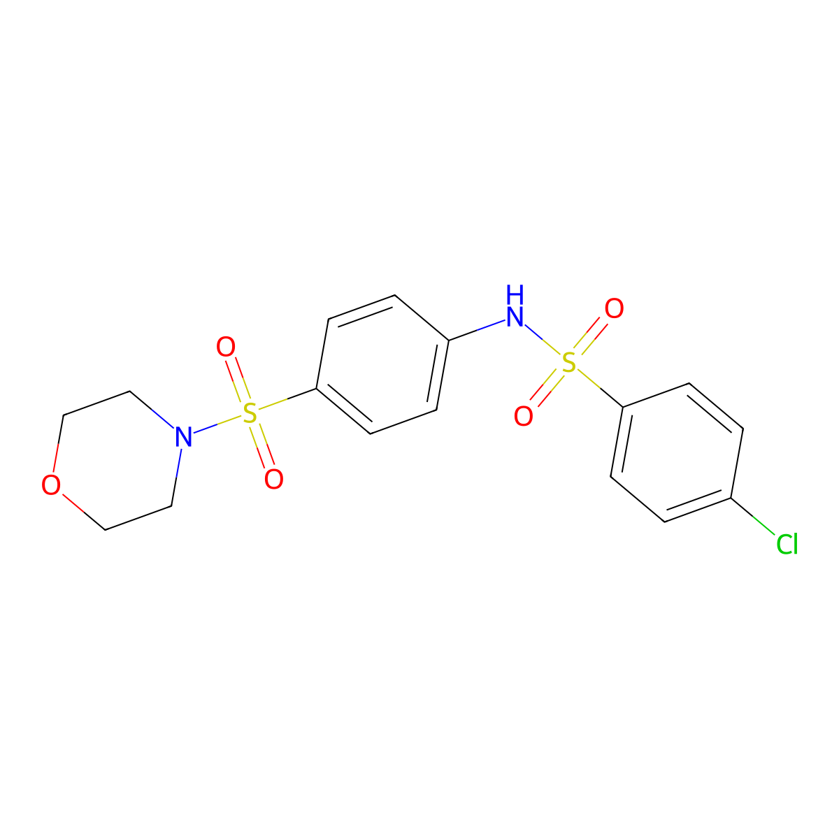 4-chloro-N-(4-morpholin-4-ylsulfonylphenyl)benzenesulfonamide molecular structure, CAS 327068-16-6