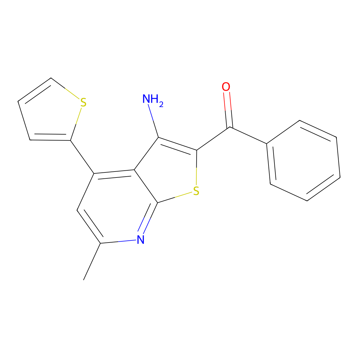 [3-Amino-6-methyl-4-(2-thienyl)thieno[2,3-b]pyridin-2-yl](phenyl)methanone molecular structure, CAS 327068-30-4