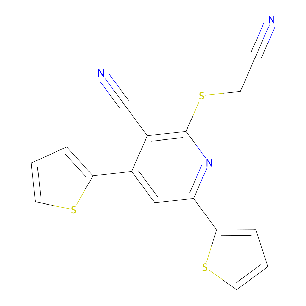2-[(Cyanomethyl)sulfanyl]-4,6-di(2-thienyl)nicotinonitrile molecular structure, CAS 327068-36-0