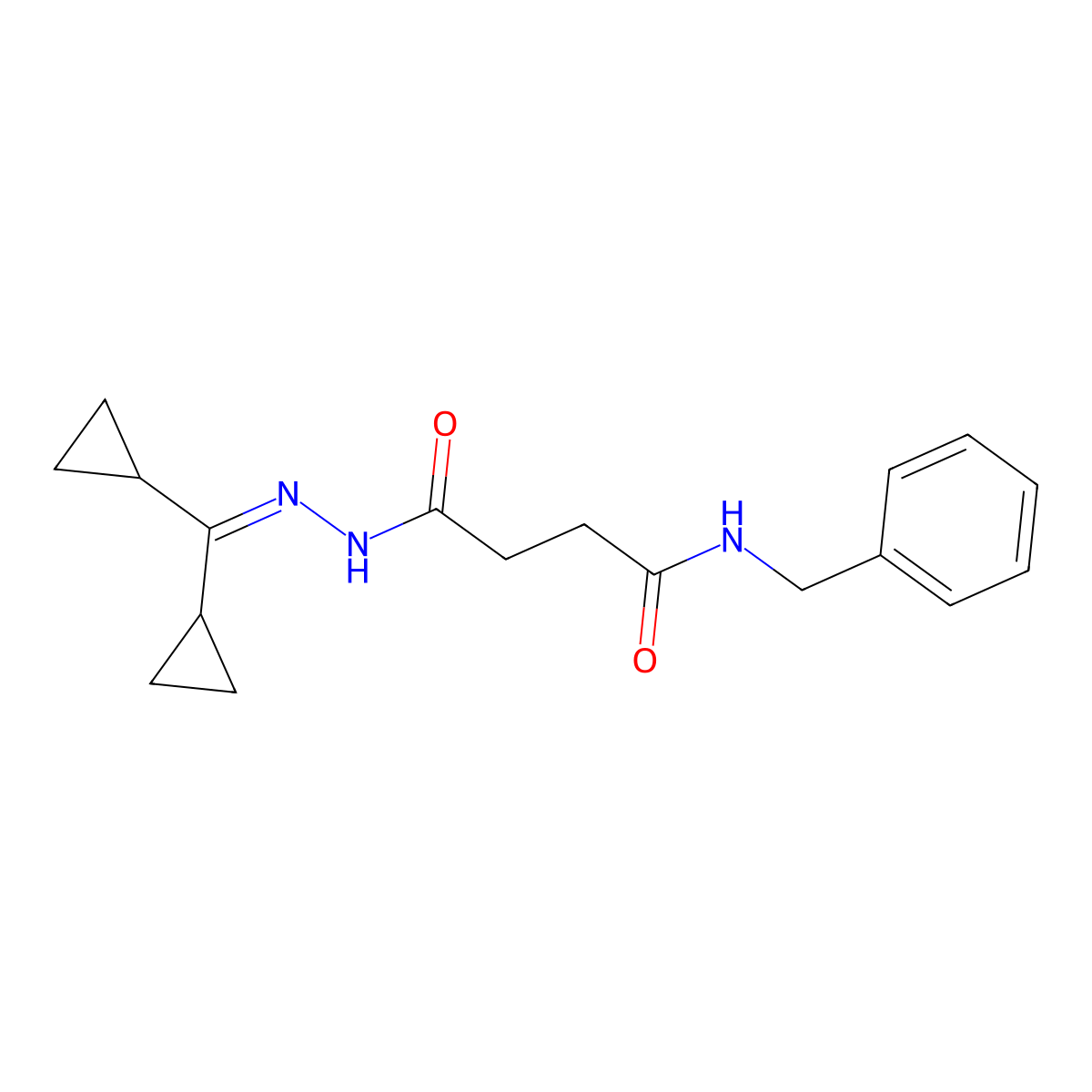 N-benzyl-4-[2-(dicyclopropylmethylene)hydrazino]-4-oxobutanamide molecular structure, CAS 327069-04-5