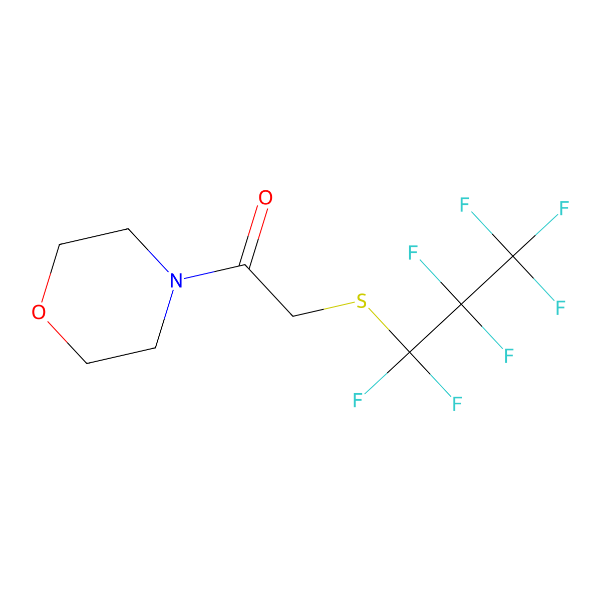 1-Morpholino-2-((perfluoropropyl)thio)ethanone molecular structure, CAS 327069-56-7