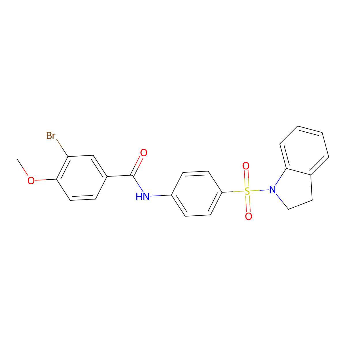 3-bromo-N-[4-(2,3-dihydroindol-1-ylsulfonyl)phenyl]-4-methoxybenzamide molecular structure, CAS 327070-61-1