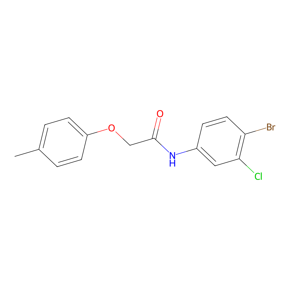 N-(4-bromo-3-chlorophenyl)-2-(4-methylphenoxy)acetamide molecular structure, CAS 327070-81-5