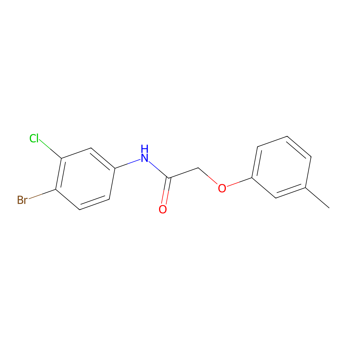 N-(4-bromo-3-chlorophenyl)-2-(3-methylphenoxy)acetamide molecular structure, CAS 327070-90-6