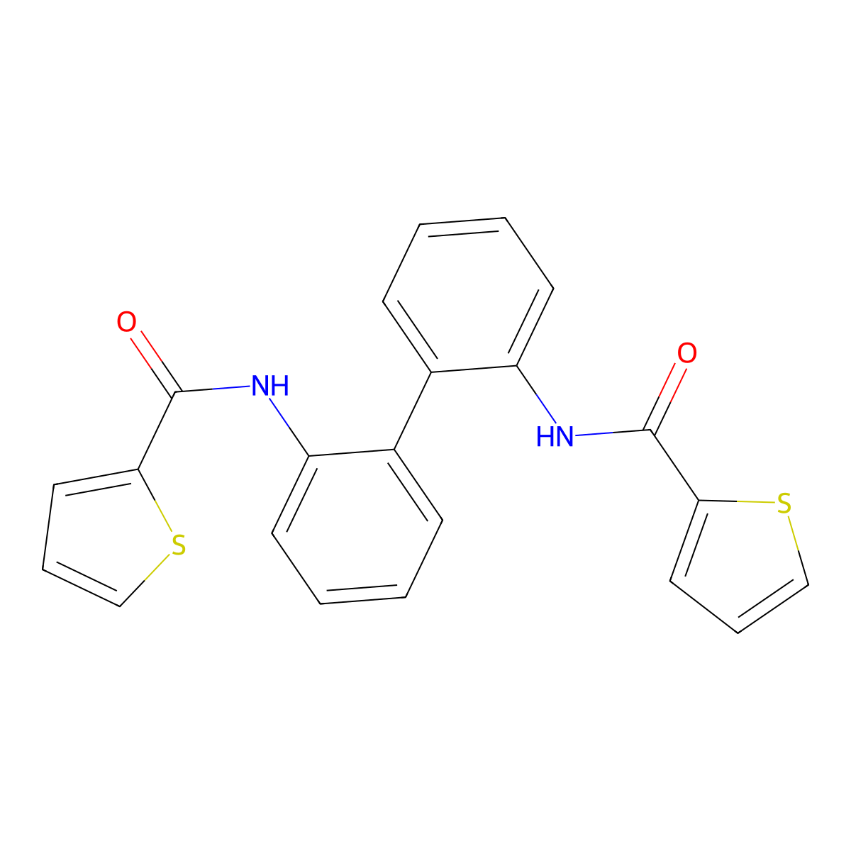 N-[2-[2-(thiophene-2-carbonylamino)phenyl]phenyl]thiophene-2-carboxamide molecular structure, CAS 327070-92-8
