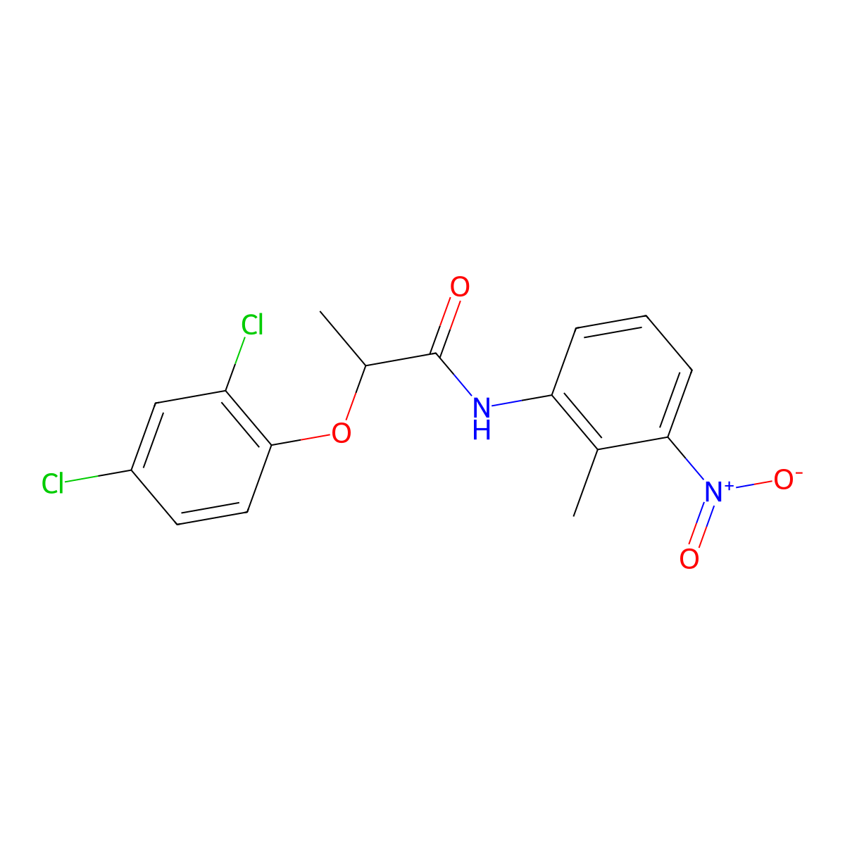 2-(2,4-dichlorophenoxy)-N-(2-methyl-3-nitrophenyl)propanamide molecular structure, CAS 327071-00-1
