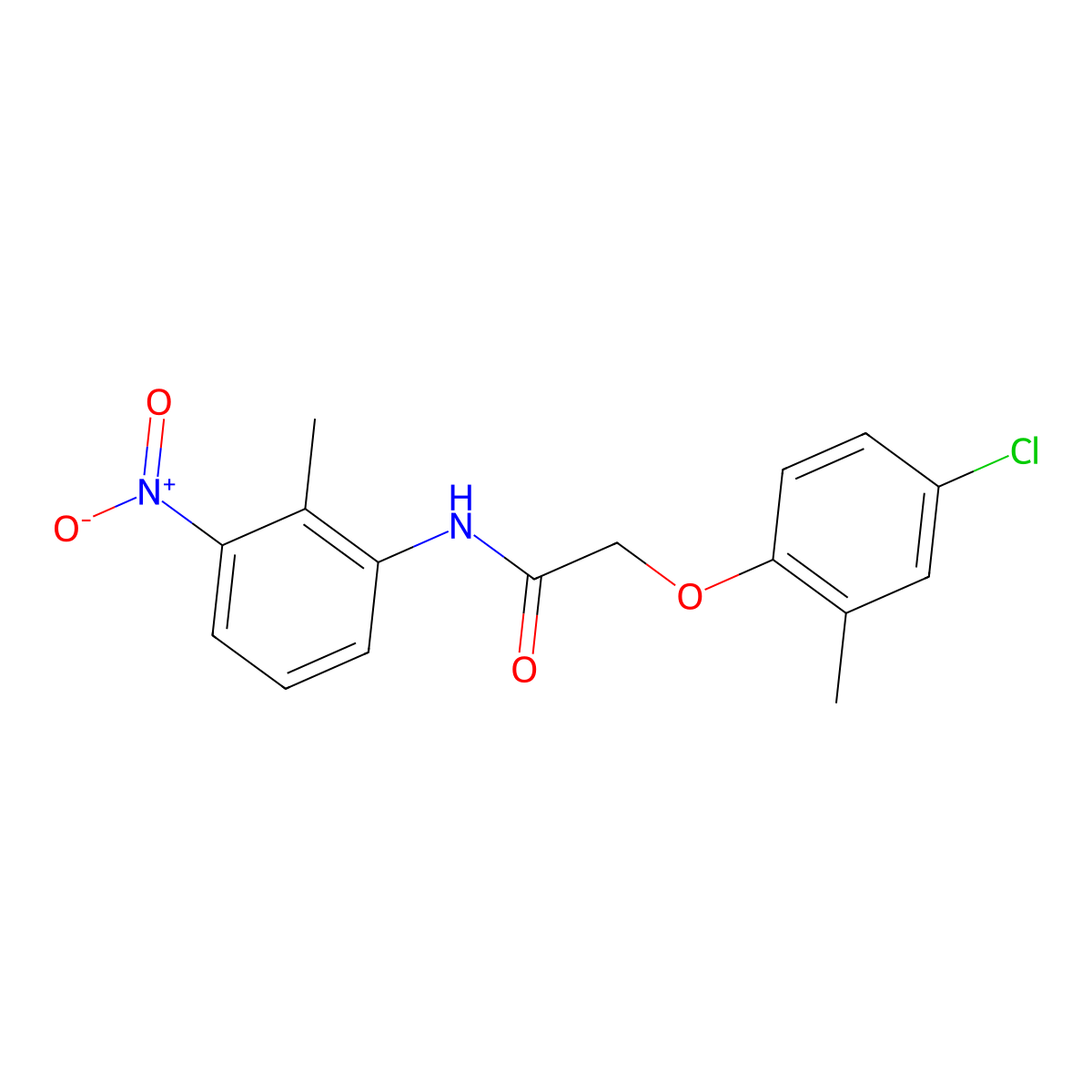 2-(4-chloro-2-methylphenoxy)-N-(2-methyl-3-nitrophenyl)acetamide molecular structure, CAS 327071-02-3